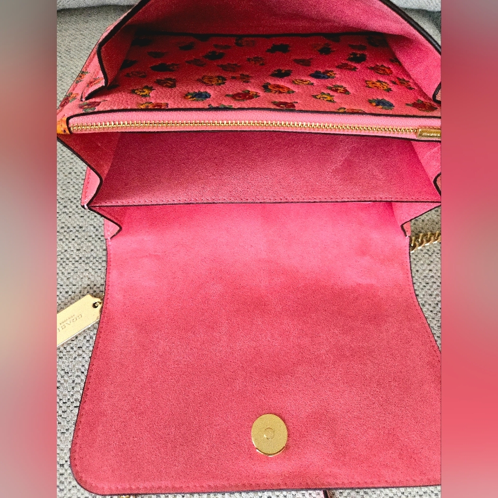 NWT COACH Leather Crossbody Pink Lemonade Floral Bag - Picture 8 of 16